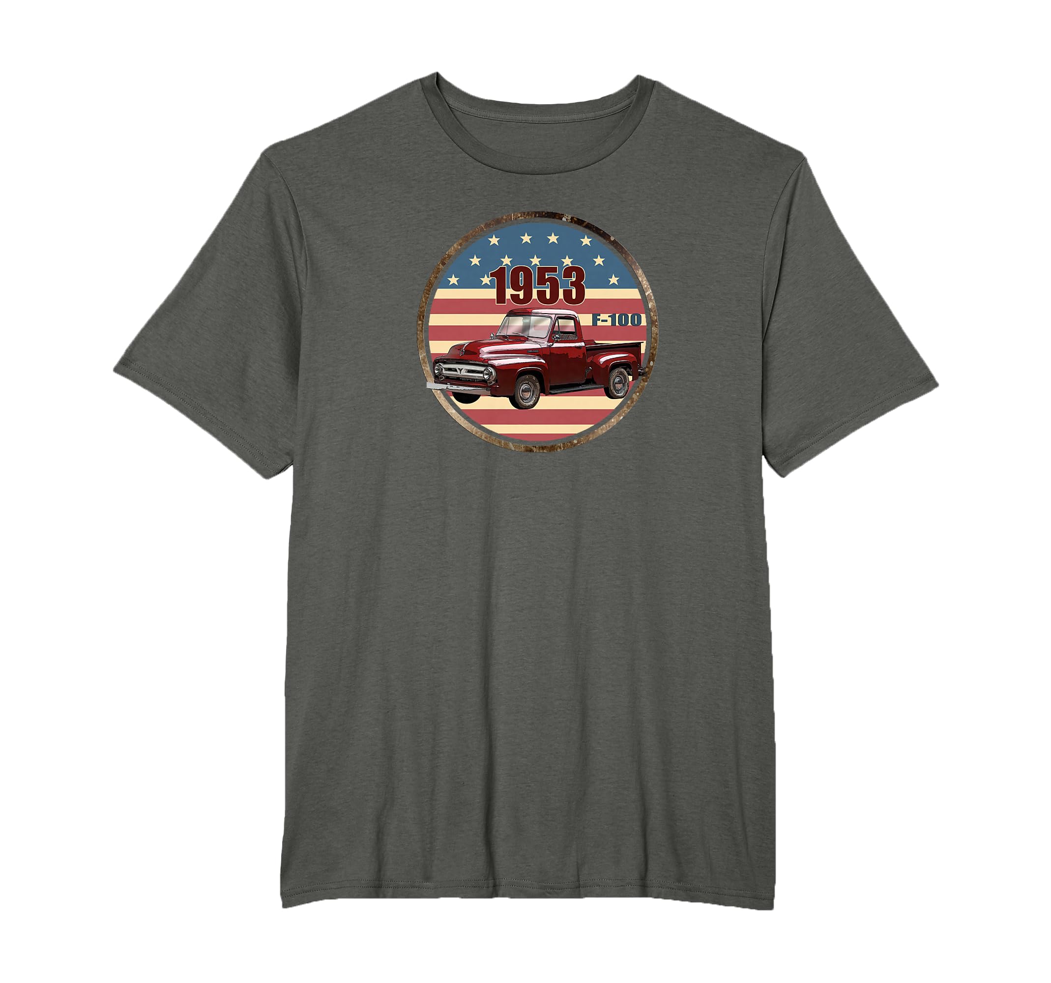 1953 F 100 Red Pick Up Trucks Hot Rod T-Shirt - Trendy Graphic for Adults - T-Shirt, Sweatshirt, Hoodie