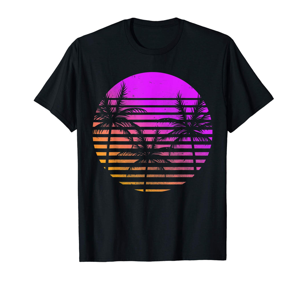 80S Palms Trees Outrun Art Sunset T-Shirt - Trendy Graphic for Adults - T-Shirt, Sweatshirt, Hoodie