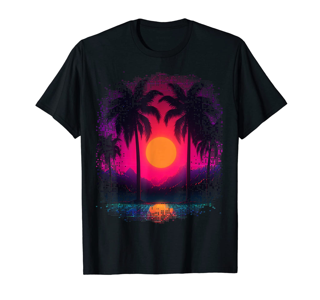 Synthwave Retrowave Paradise Ai Generated T-Shirt - Novelty Apparel Unisex - T-Shirt, Sweatshirt, Hoodie