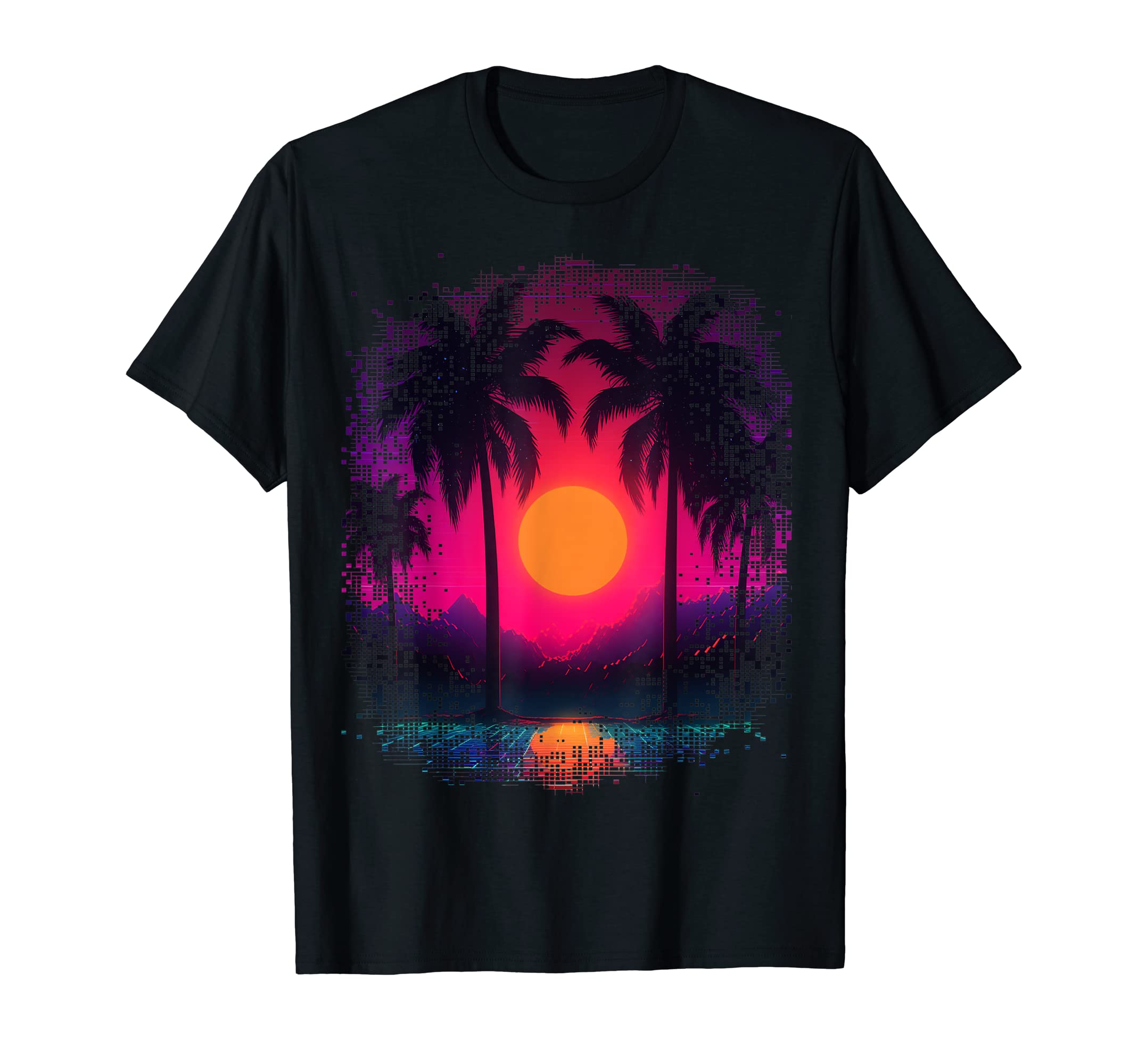Synthwave Retrowave Paradise Ai Generated T-Shirt - Novelty Apparel Unisex - T-Shirt, Sweatshirt, Hoodie