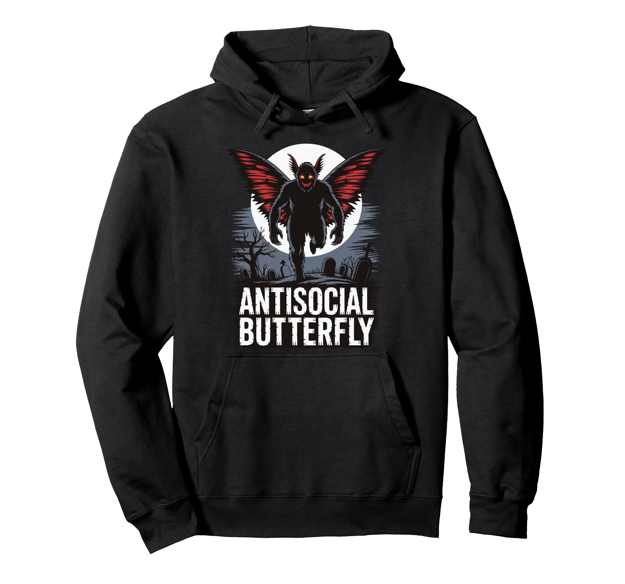 Cryptid Cryptozoology Mothman Introvert Hoodie - Custom Art Print Men Women - T-Shirt, Sweatshirt, Hoodie