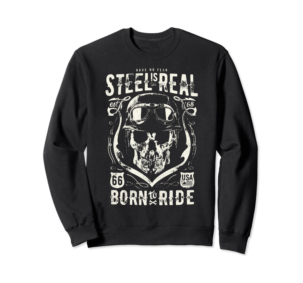 Steel Real Biker Hell Skull Sweatshirt - Custom Art Print Unisex - T-Shirt, Sweatshirt, Hoodie