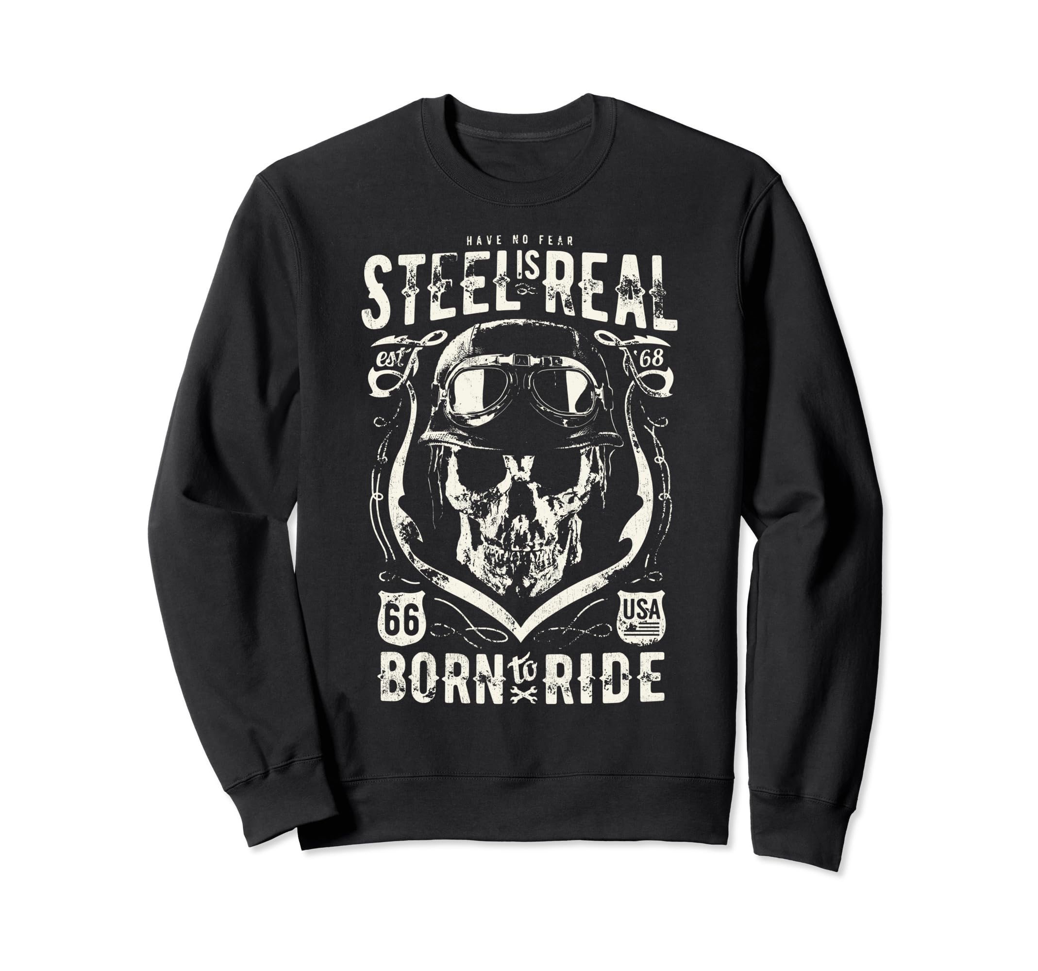 Steel Real Biker Hell Skull Sweatshirt - Custom Art Print Unisex - T-Shirt, Sweatshirt, Hoodie