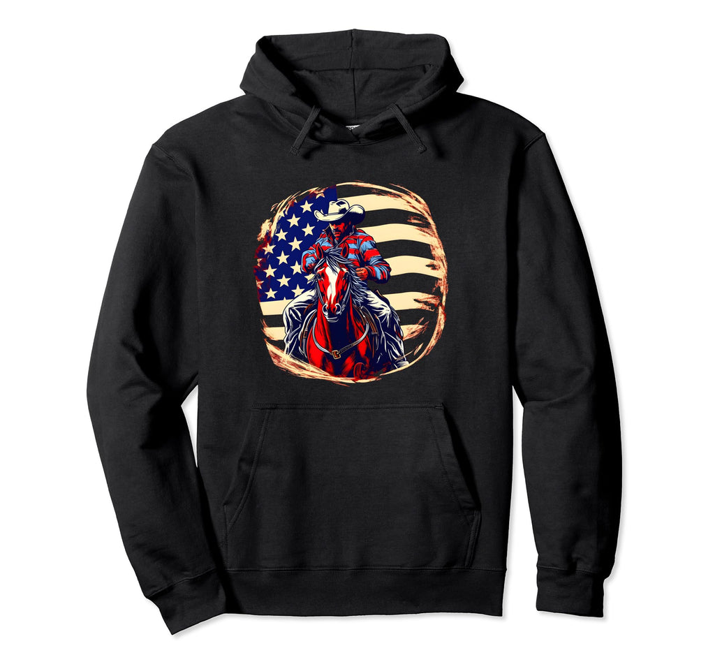 Rodeo Horse Riding Western Cowboy Red Hoodie - Unique Graphic Unisex - T-Shirt, Sweatshirt, Hoodie
