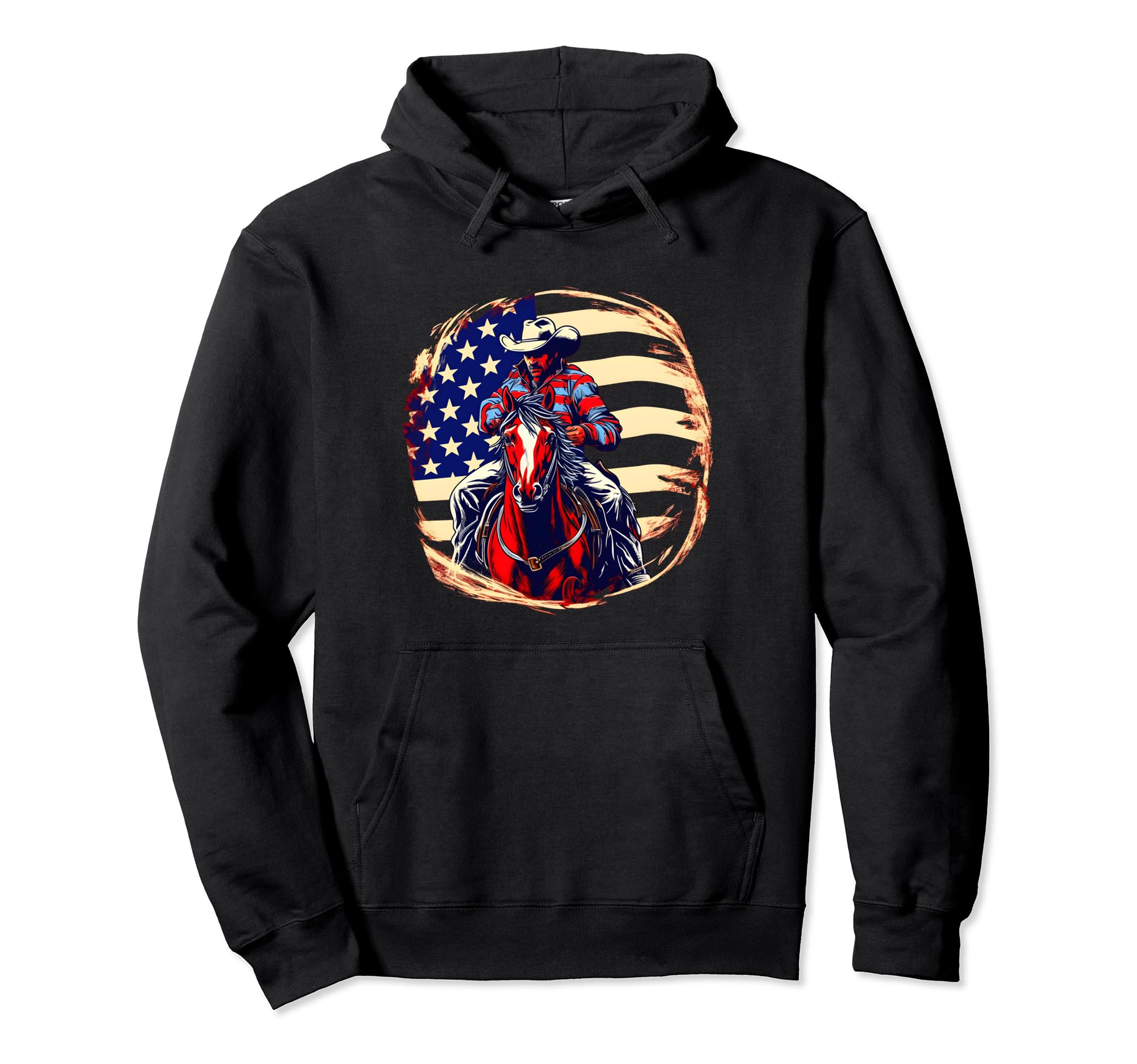 Rodeo Horse Riding Western Cowboy Red Hoodie - Unique Graphic Unisex - T-Shirt, Sweatshirt, Hoodie