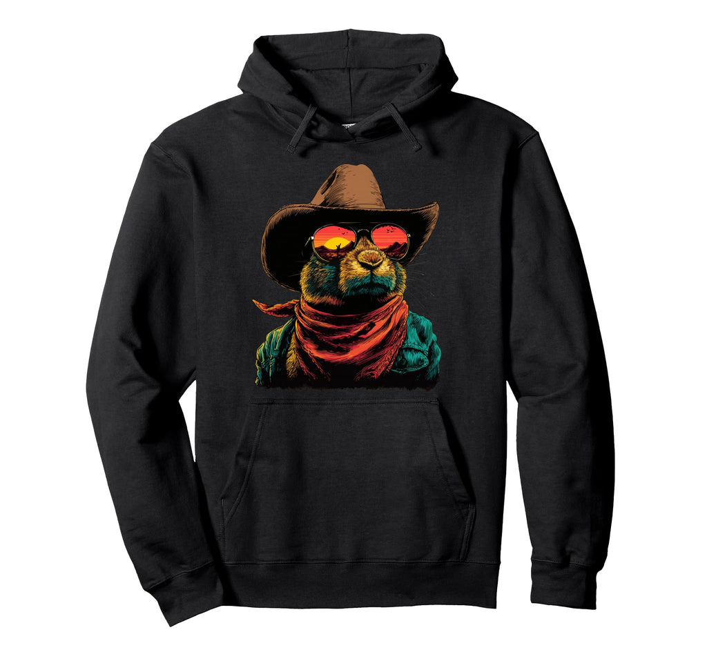 Colorful Rabbit Sunglasses Cowboy Animal Hoodie - Minimalist Print Unisex - T-Shirt, Sweatshirt, Hoodie
