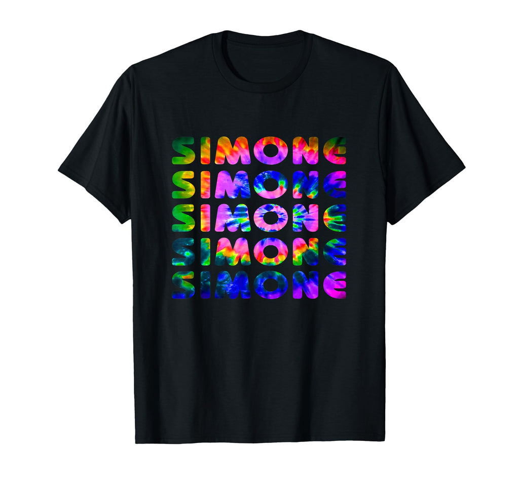 Simone Tie Dye Wordmark Pattern Fun T-Shirt - Casual Everyday Wear Unisex - T-Shirt, Sweatshirt, Hoodie
