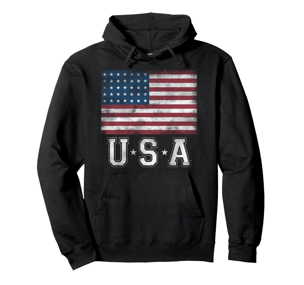 Trendy Distressed American Flag Hoodie - Novelty Apparel Men Women - T-Shirt, Sweatshirt, Hoodie