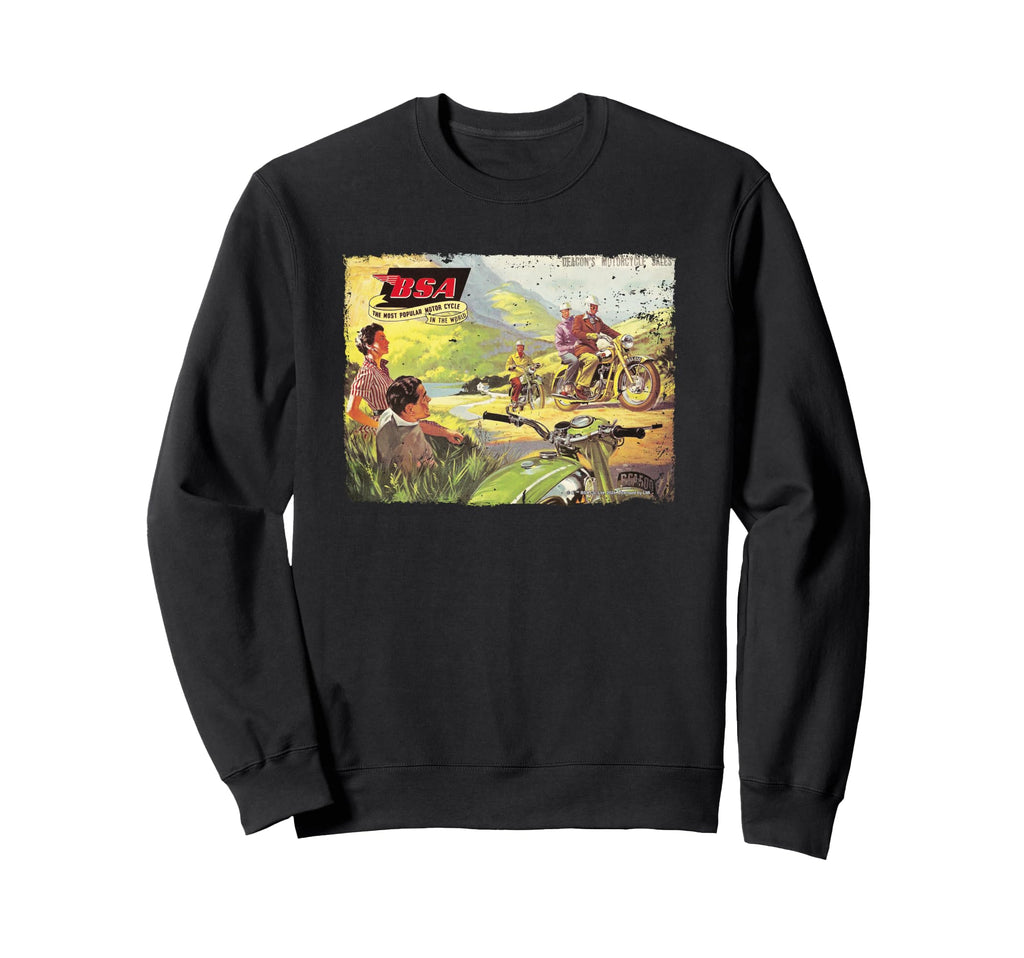 Bsa Motorcycles 1950S Countryside Sweatshirt - Custom Art Print Men Women - T-Shirt, Sweatshirt, Hoodie