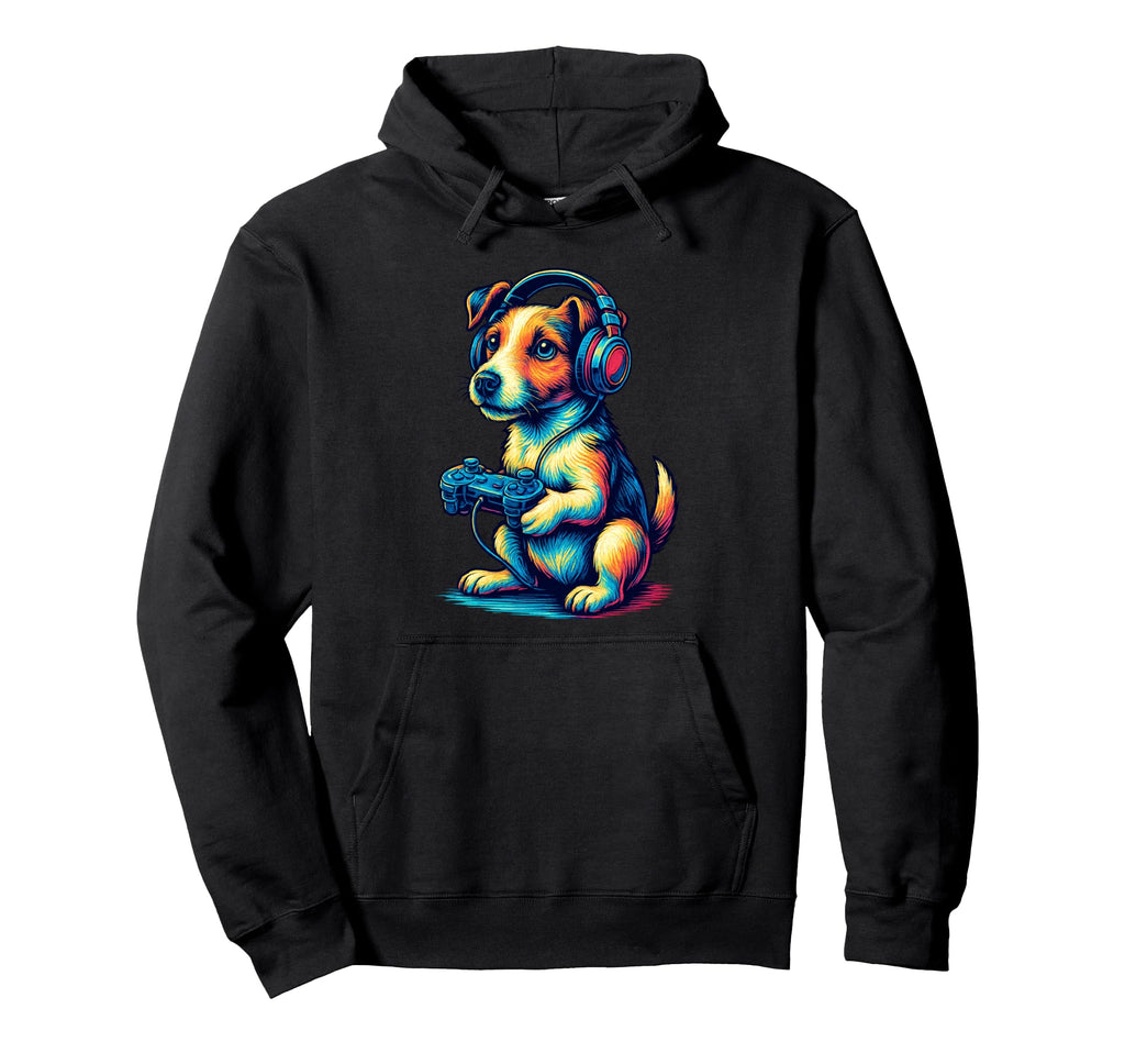 Jack Russell Terrier Gamer Gaming Hoodie - Casual Everyday Wear Men Women - T-Shirt, Sweatshirt, Hoodie