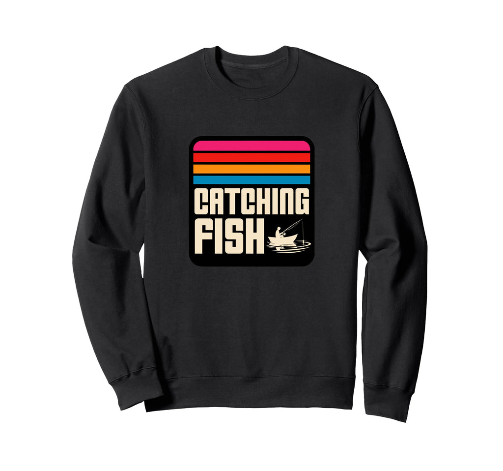 Catching Fish Sunset Fishing Typography Sweatshirt - Unique Graphic Unisex - T-Shirt, Sweatshirt, Hoodie
