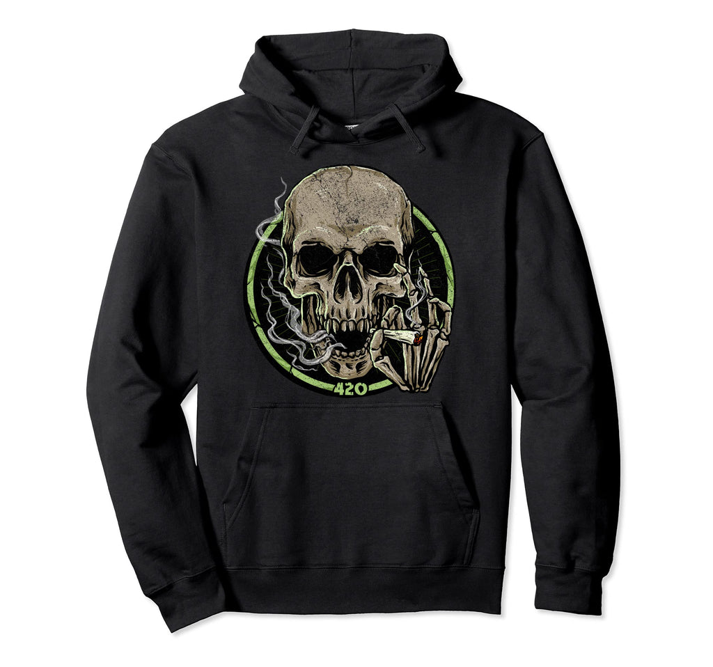 Smoking Skull Musician Skeleton Party Hoodie - Graphic Print for Adults - T-Shirt, Sweatshirt, Hoodie