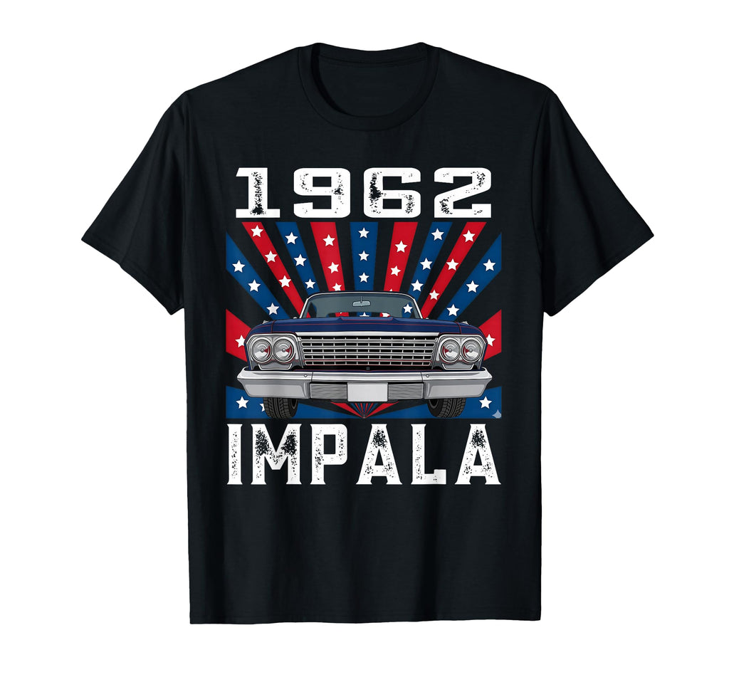 American Flag 1962 62 Impala Old T-Shirt - Minimalist Print for Adults - T-Shirt, Sweatshirt, Hoodie