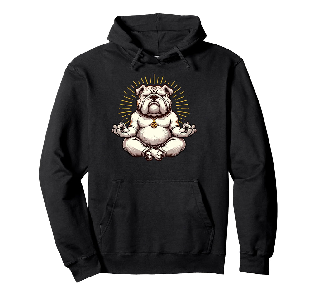 Meditation Bulldog Yoga Pose Relaxing Hoodie - Custom Art Print for Adults - T-Shirt, Sweatshirt, Hoodie