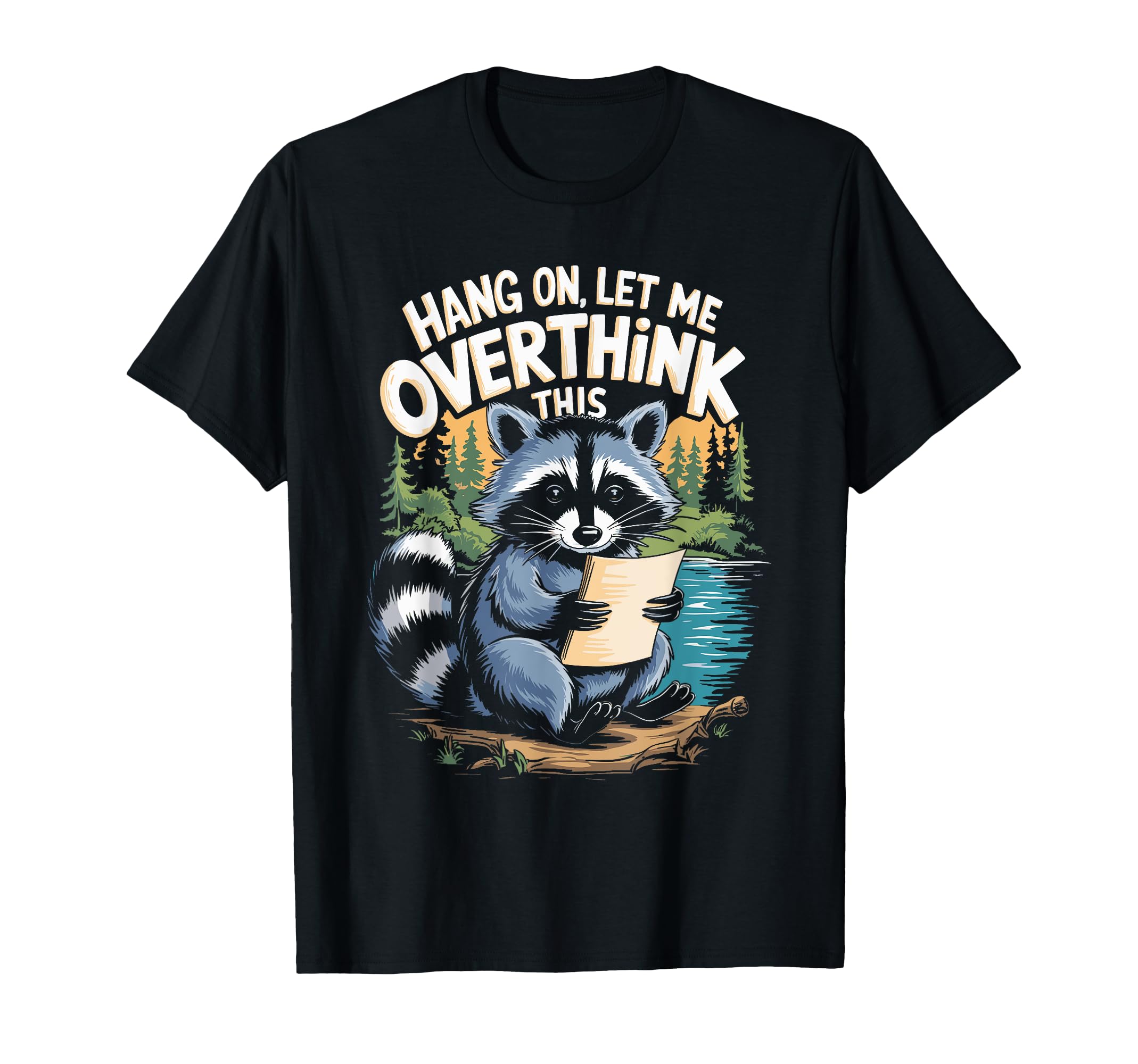 Funny Raccoon Overthinking Coffee Meme T-Shirt - Unique Graphic for Adults - T-Shirt, Sweatshirt, Hoodie