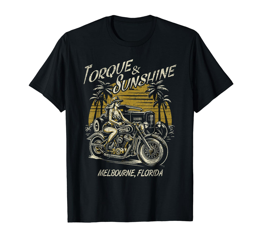 Melbourne Florida Motorcycle Hotrod T-Shirt - Graphic Print for Adults - T-Shirt, Sweatshirt, Hoodie