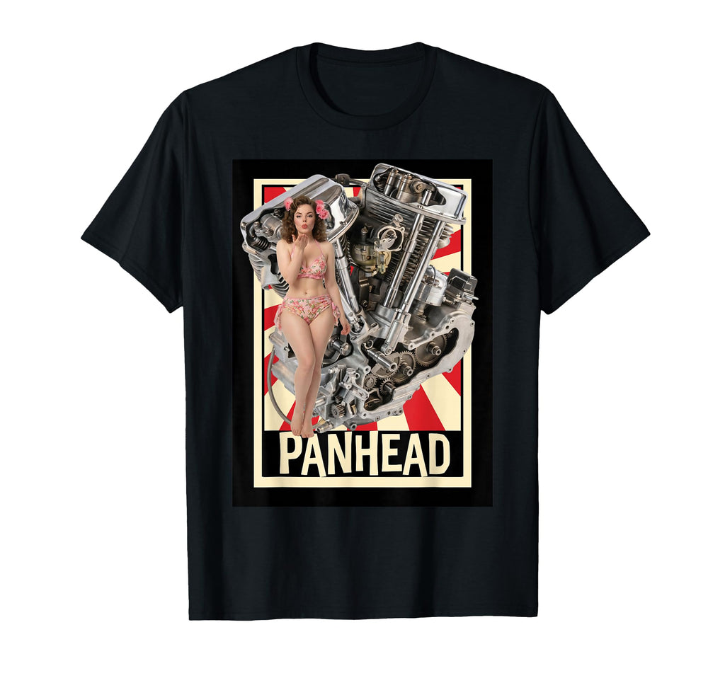 Pinup And Panhead Motorcycle Engine T-Shirt - Trendy Graphic Men Women - T-Shirt, Sweatshirt, Hoodie
