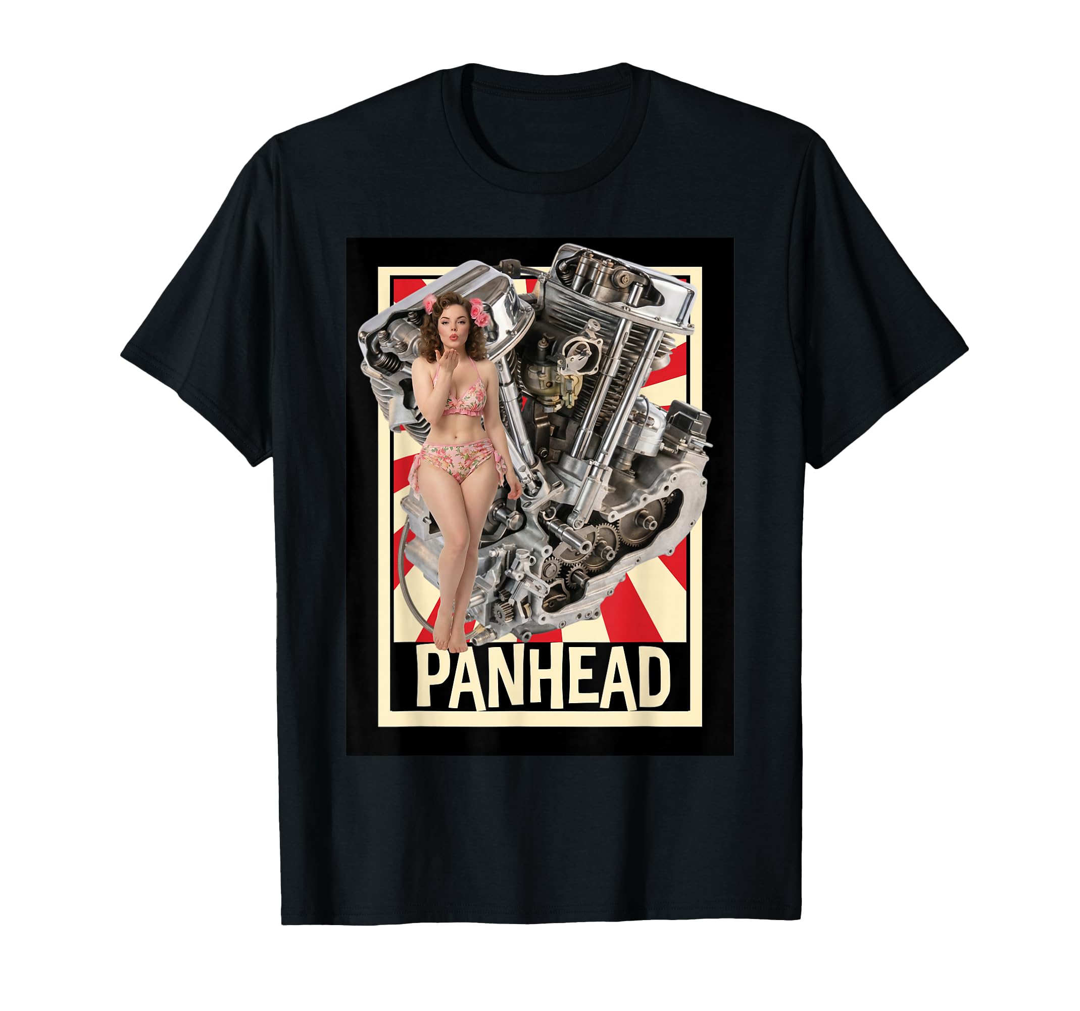 Pinup And Panhead Motorcycle Engine T-Shirt - Trendy Graphic Men Women - T-Shirt, Sweatshirt, Hoodie