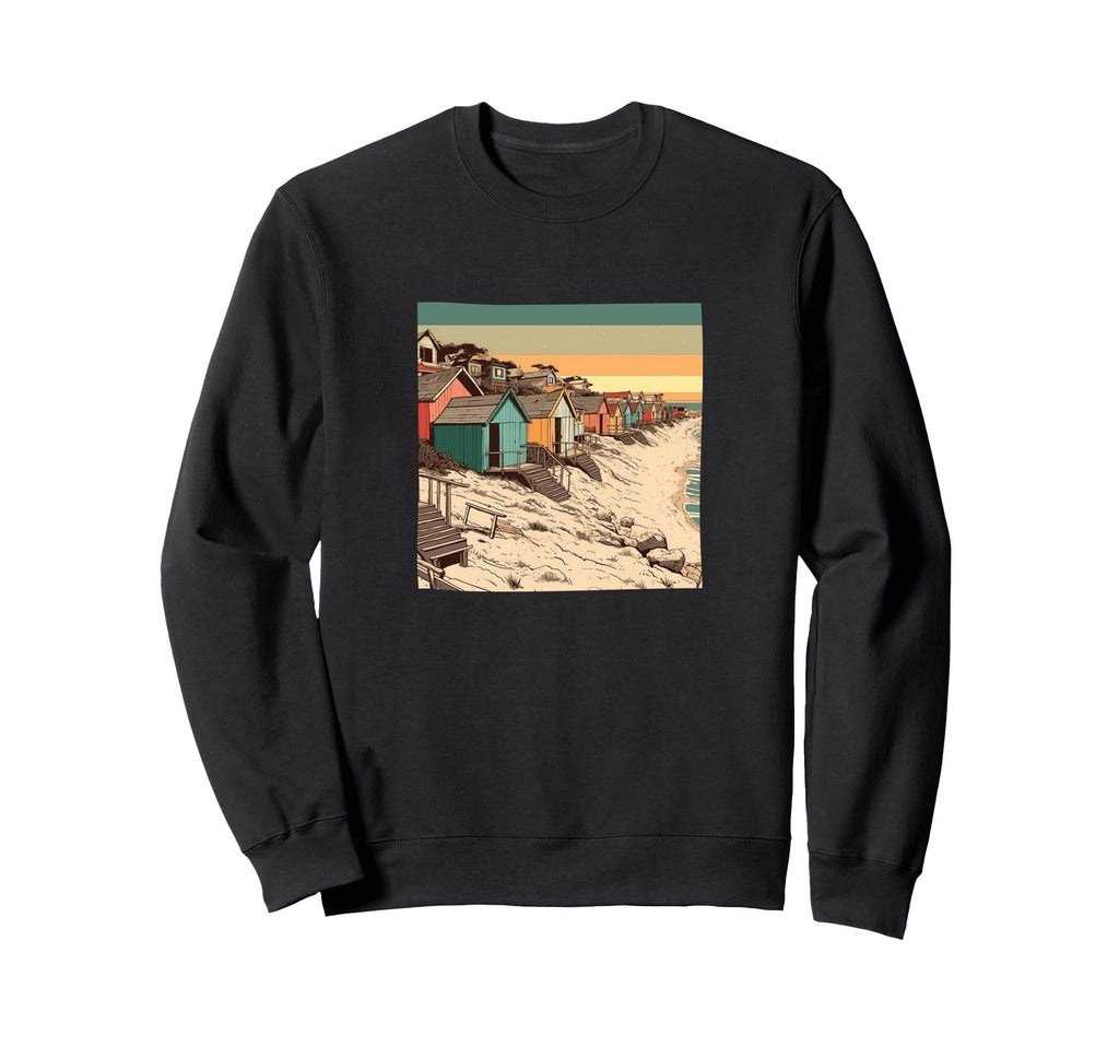 Beach Huts Landscape Colorful Sweatshirt - Casual Everyday Wear Unisex - T-Shirt, Sweatshirt, Hoodie