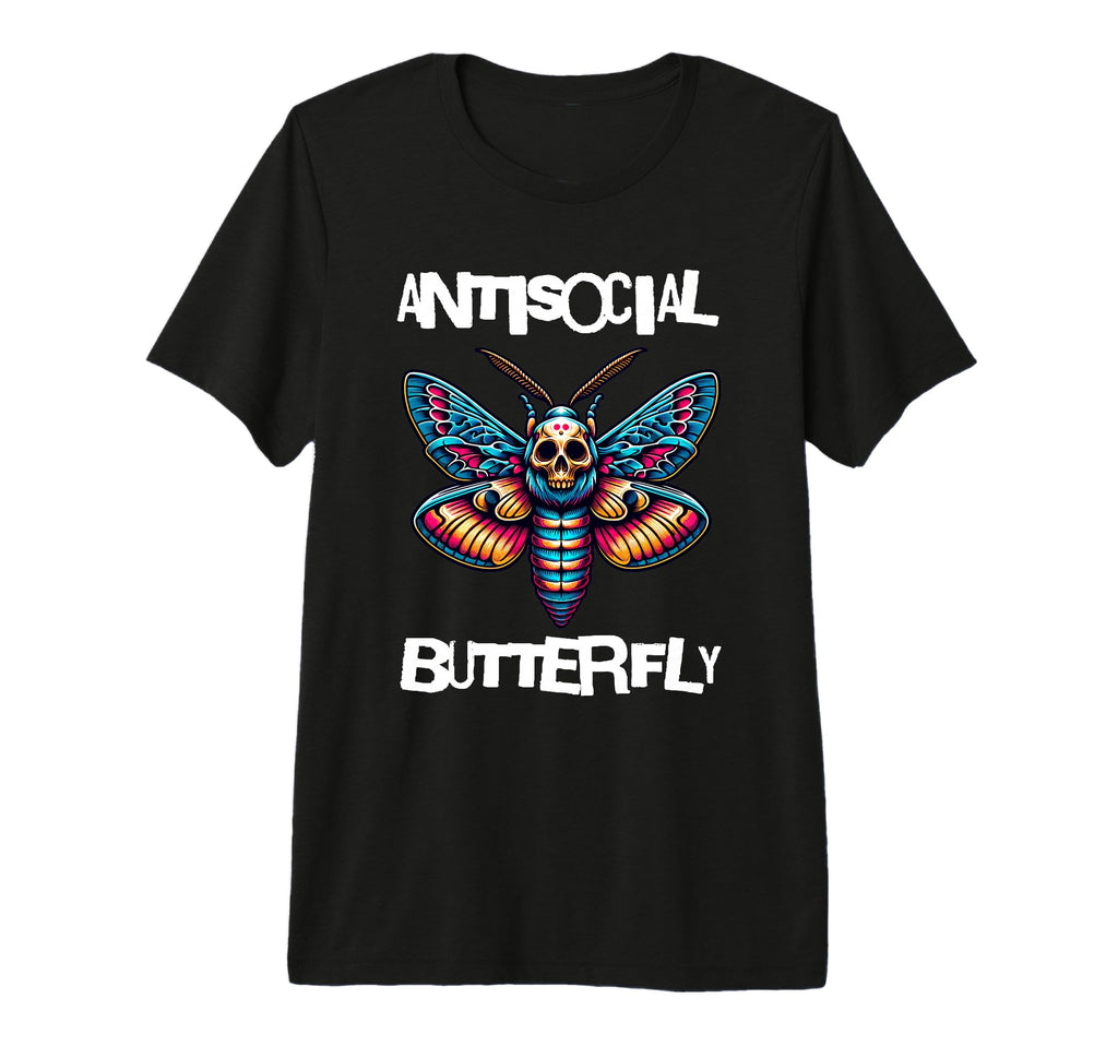 Antisocial Butterfly Funny Death Head T-Shirt - Novelty Apparel Men Women - T-Shirt, Sweatshirt, Hoodie