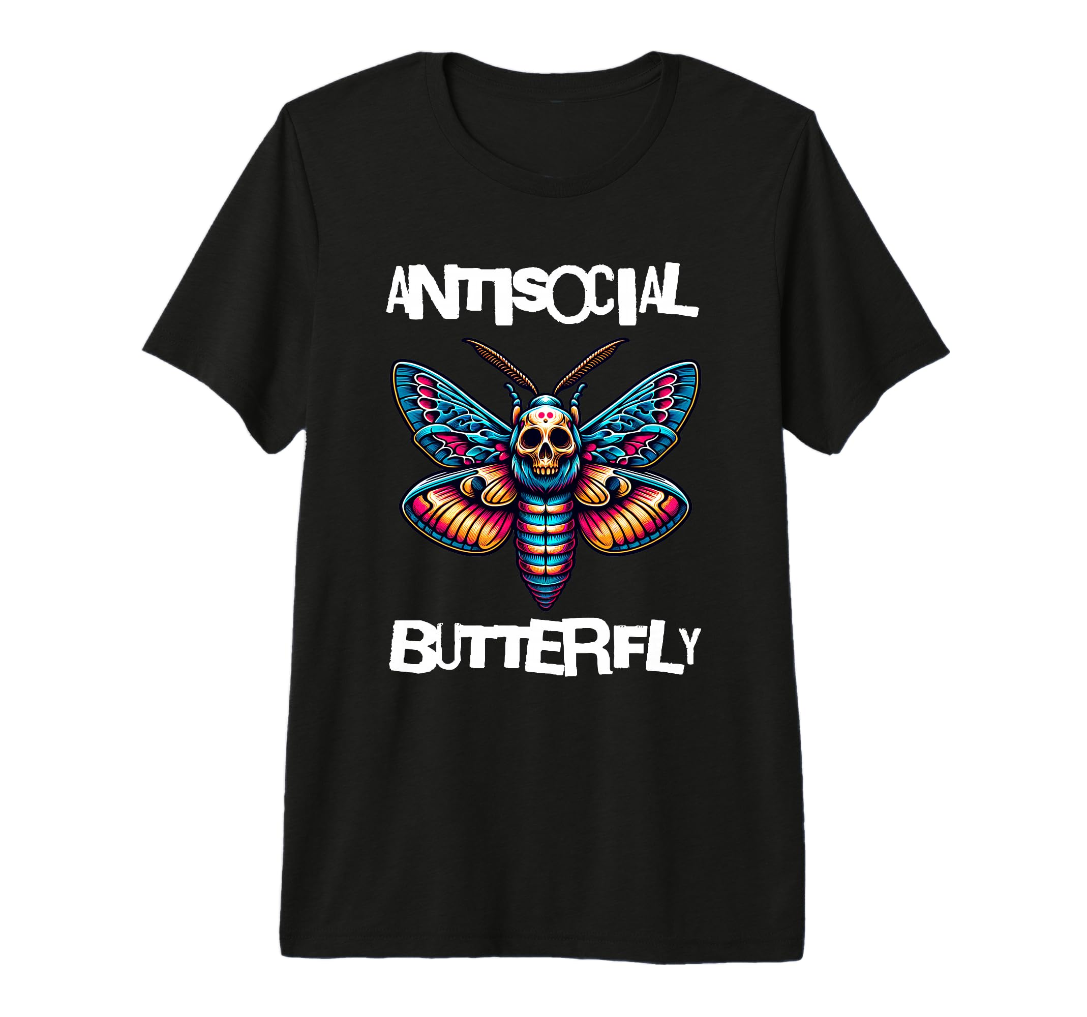 Antisocial Butterfly Funny Death Head T-Shirt - Novelty Apparel Men Women - T-Shirt, Sweatshirt, Hoodie