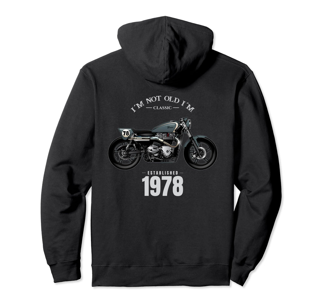 46Th Birthday Gift Motorcycle Hoodie - Graphic Print for Adults - T-Shirt, Sweatshirt, Hoodie