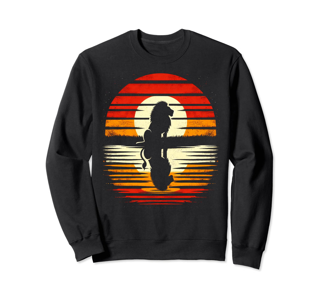 Lion Sunset Safari 70S Sweatshirt - Minimalist Print Men Women - T-Shirt, Sweatshirt, Hoodie