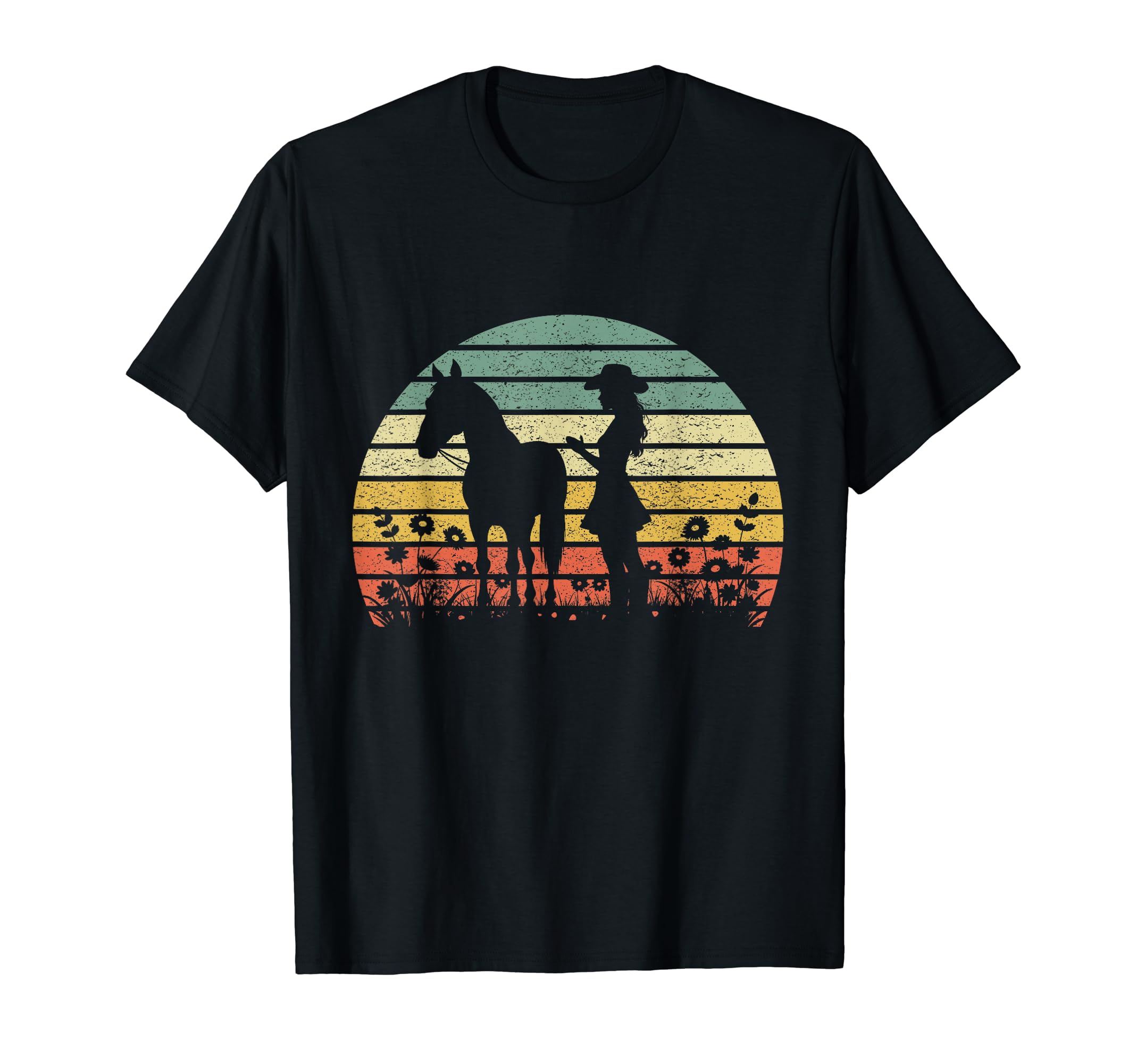 Cowgirl Horseback Flowers Western Tx T-Shirt - Novelty Apparel Men Women - T-Shirt, Sweatshirt, Hoodie