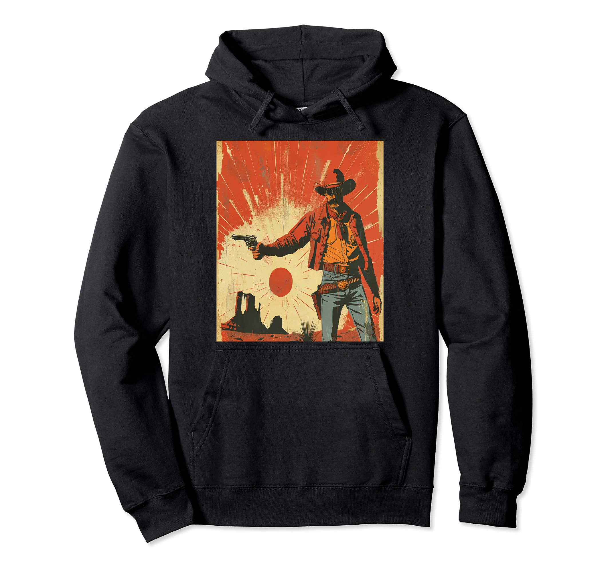 1950S Western Ranch Cowboy Hat Desert Art Hoodie - Graphic Print Unisex - T-Shirt, Sweatshirt, Hoodie