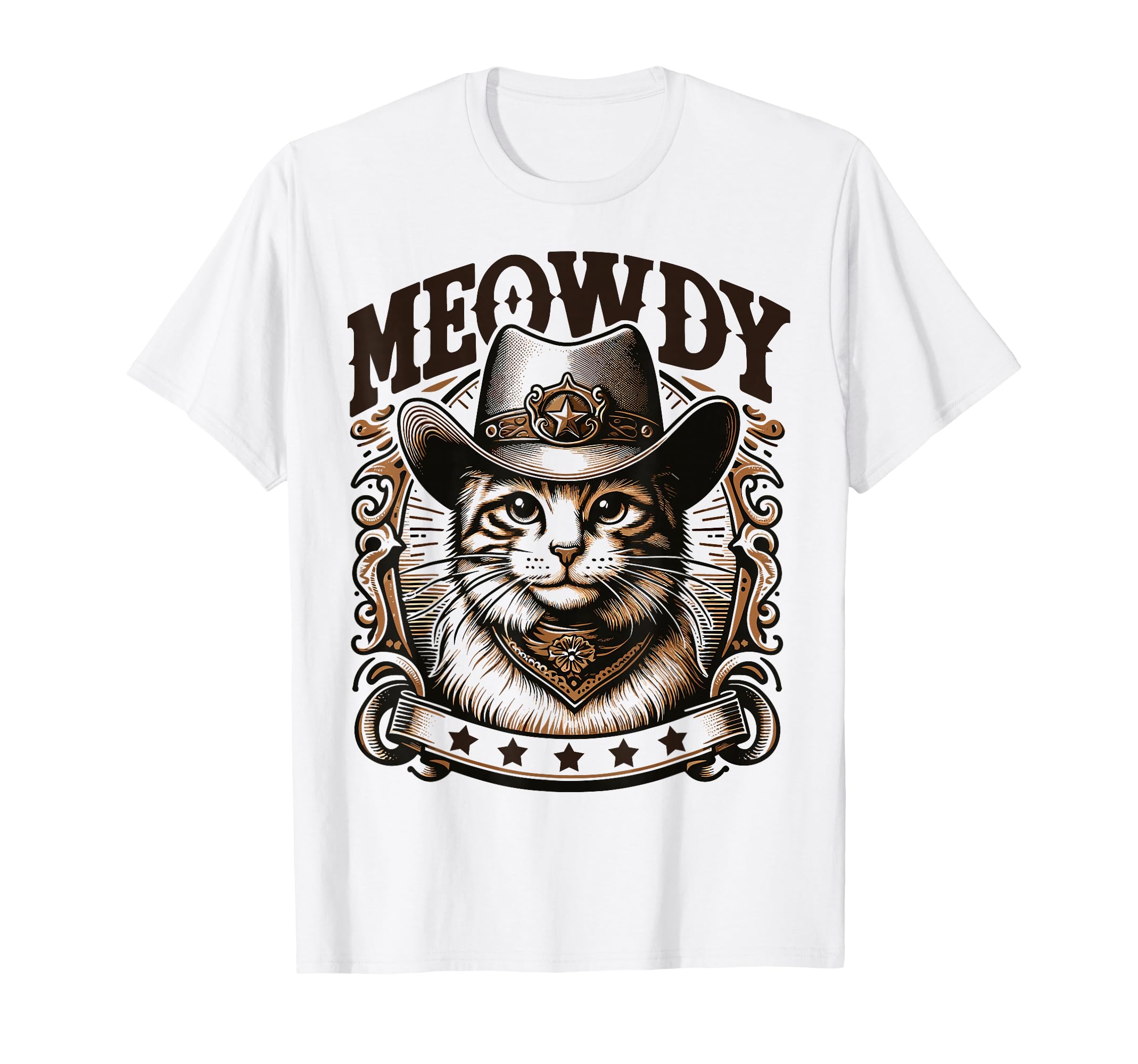 Meowdy Funny Cat Wearing Cowboy Hat T-Shirt - Trendy Graphic for Adults - T-Shirt, Sweatshirt, Hoodie