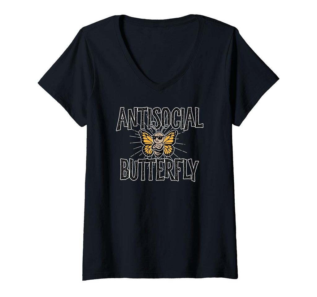 Womens Antisocial Butterfly Funny Hermit T-Shirt - Minimalist Print Unisex - T-Shirt, Sweatshirt, Hoodie
