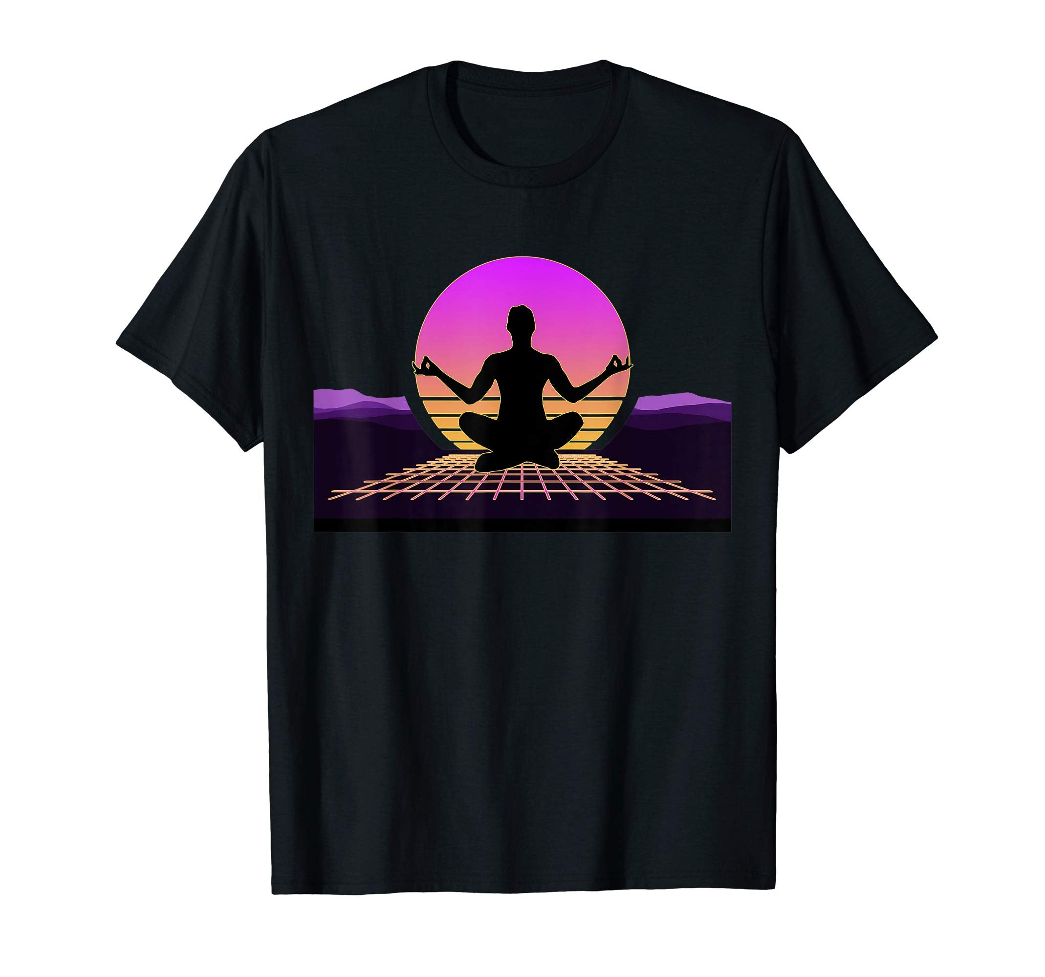 80S Yoga Pose Outrun Retrowave Synthwave T-Shirt - Minimalist Print Unisex - T-Shirt, Sweatshirt, Hoodie