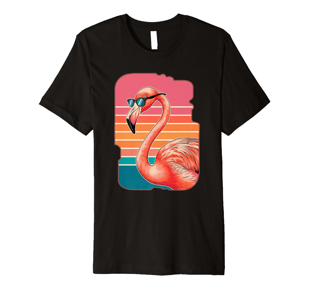 Flamingo Sunglasses Bird 80S T-Shirt - Aesthetic Graphic Unisex - T-Shirt, Sweatshirt, Hoodie