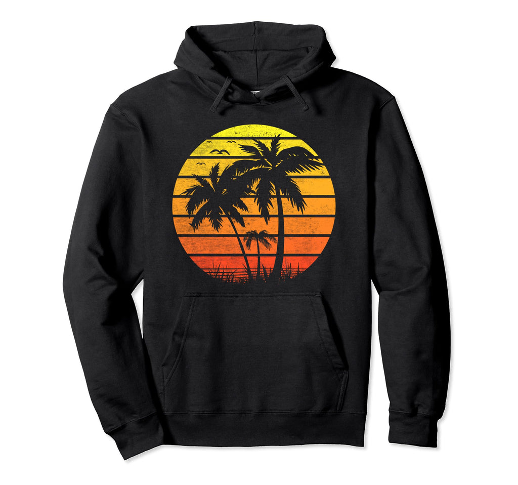 Palm Trees Sunset 70S Summer Vacation Hoodie - Custom Art Print Men Women - T-Shirt, Sweatshirt, Hoodie
