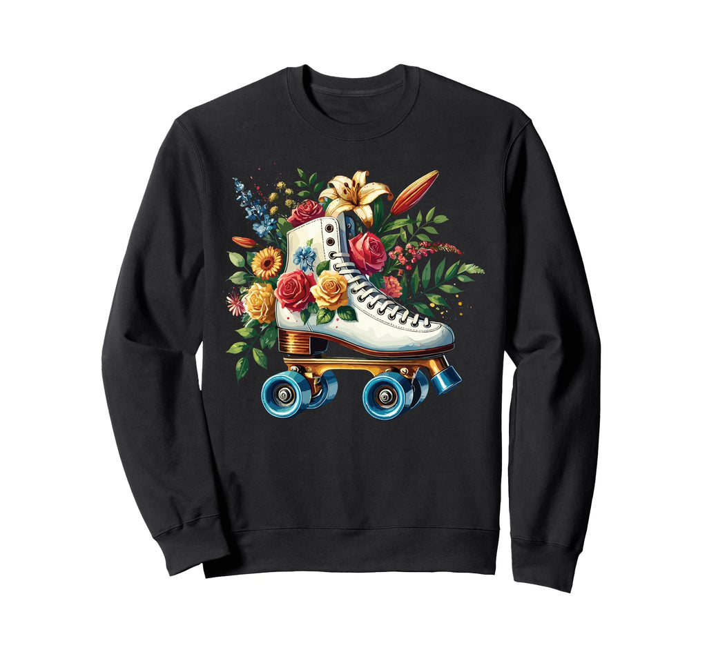 Roller Skating Skate Flower Floral Sweatshirt - Unique Graphic Men Women - T-Shirt, Sweatshirt, Hoodie