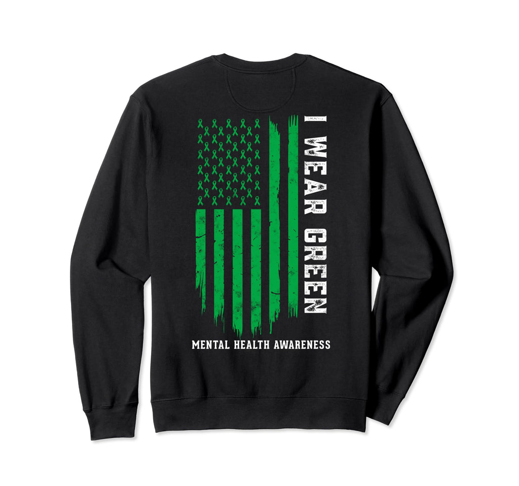 I Wear Green Ribbon American Flag Sweatshirt - Streetwear Style Men Women - T-Shirt, Sweatshirt, Hoodie