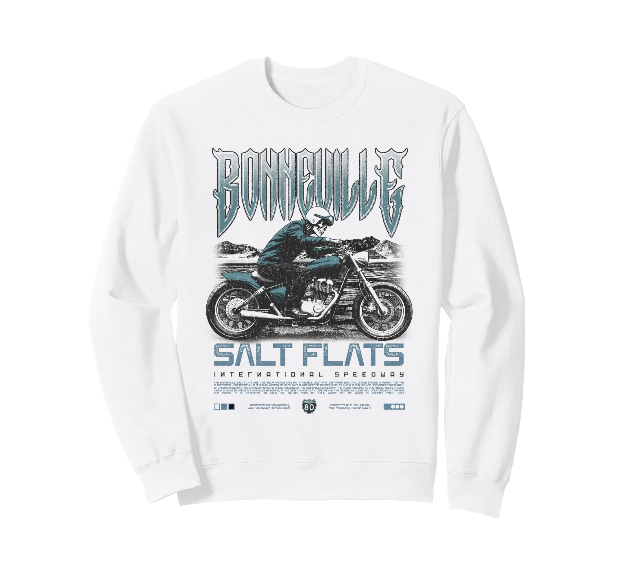 Bonneville Salt Flats Motorcycle Sweatshirt - Unique Graphic Men Women - T-Shirt, Sweatshirt, Hoodie