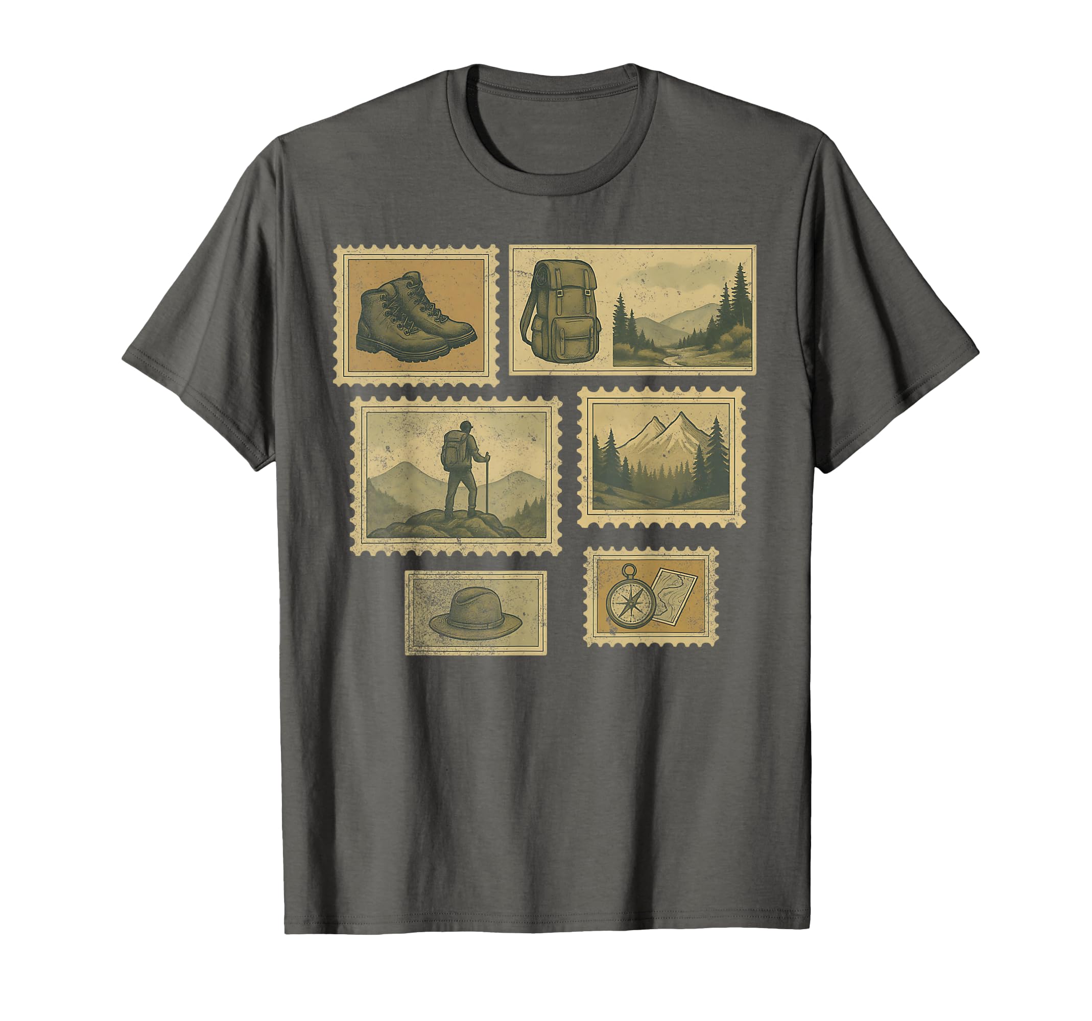 Hiking Adventure Postcard Travel Outdoors T-Shirt - Unique Graphic Unisex - T-Shirt, Sweatshirt, Hoodie