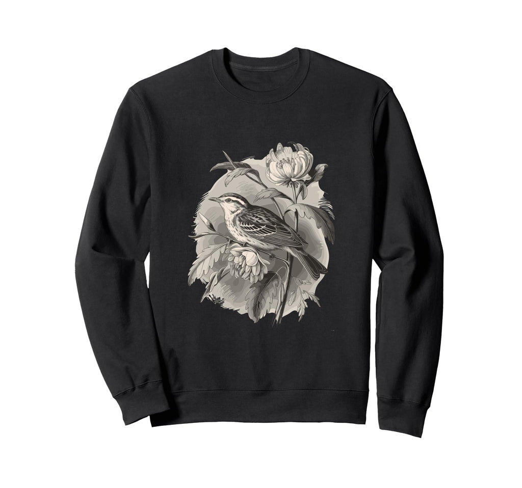 Romantic Botanical Sketch Bird Sweatshirt - Aesthetic Graphic Men Women - T-Shirt, Sweatshirt, Hoodie