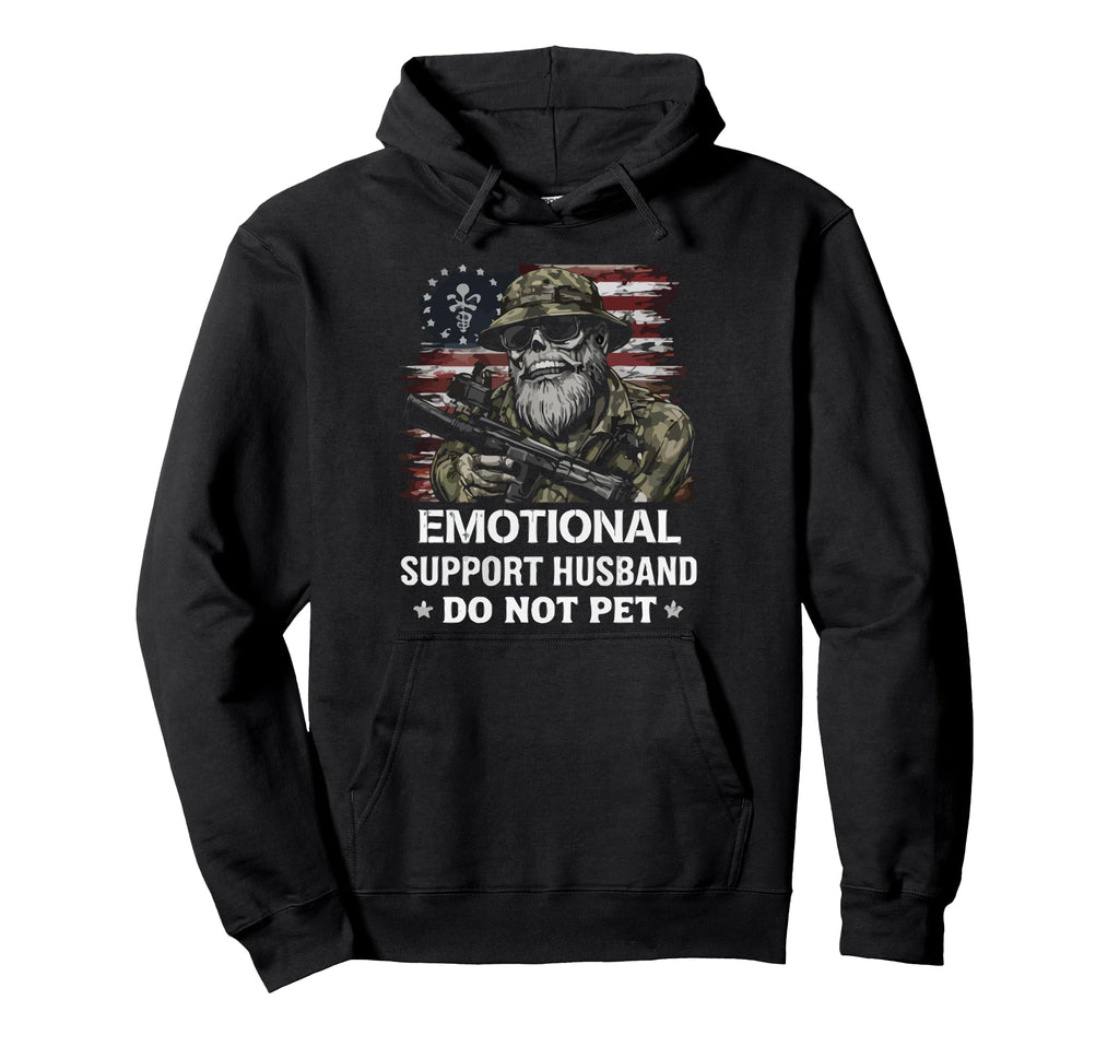 Emotional Support Husband Do Not Pet Hoodie - Minimalist Print Men Women - T-Shirt, Sweatshirt, Hoodie