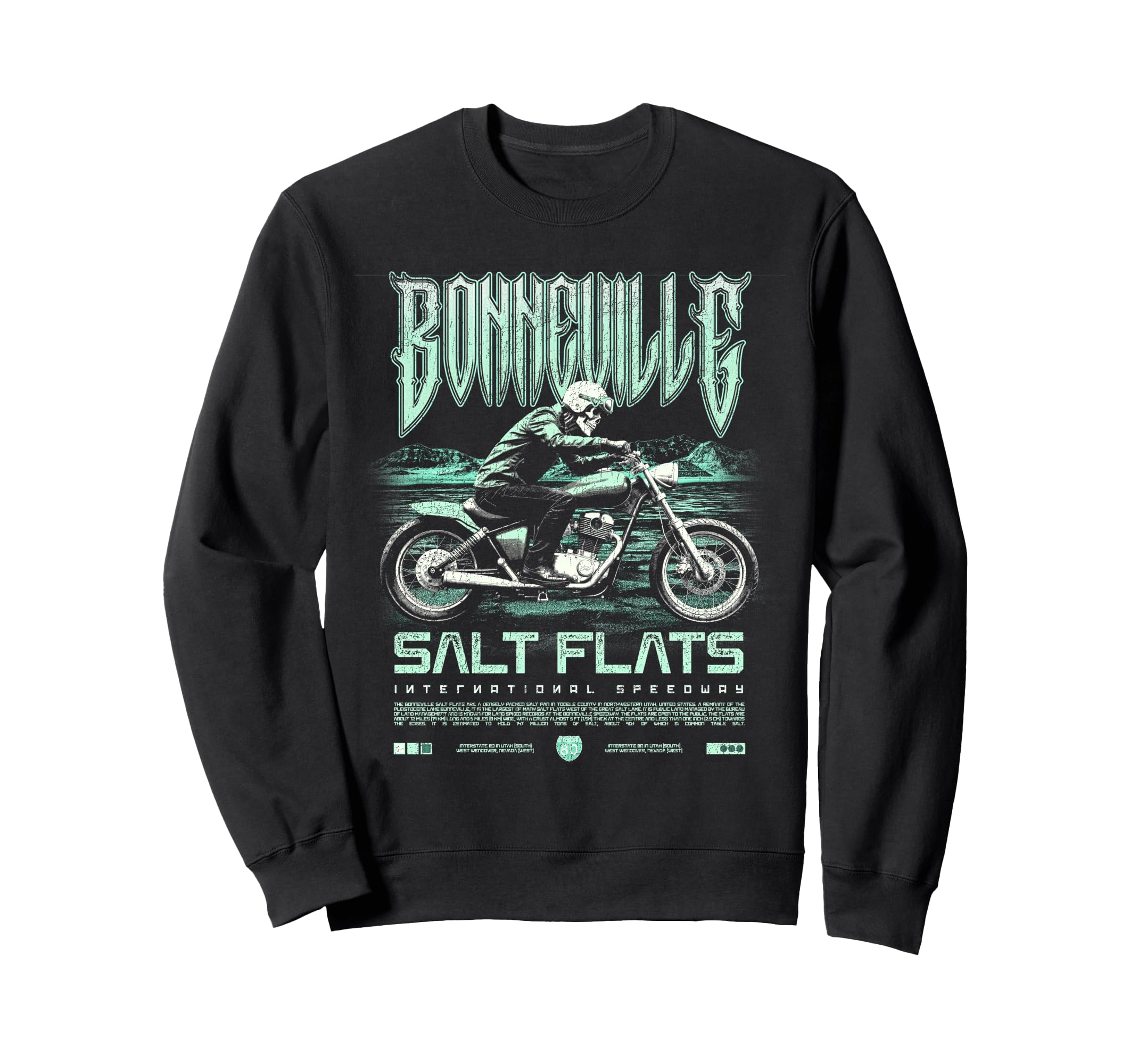 Bonneville Salt Flats Motorcycle Sweatshirt - Aesthetic Graphic Men Women - T-Shirt, Sweatshirt, Hoodie