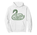 Floral Swan Silhouette Woodcut Hoodie - Casual Everyday Wear Unisex - T-Shirt, Sweatshirt, Hoodie