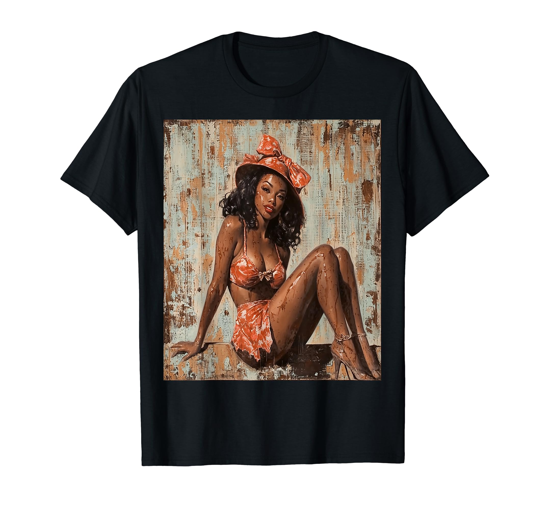 Beautiful Black Pin Up Model Art T-Shirt - Graphic Print Men Women - T-Shirt, Sweatshirt, Hoodie