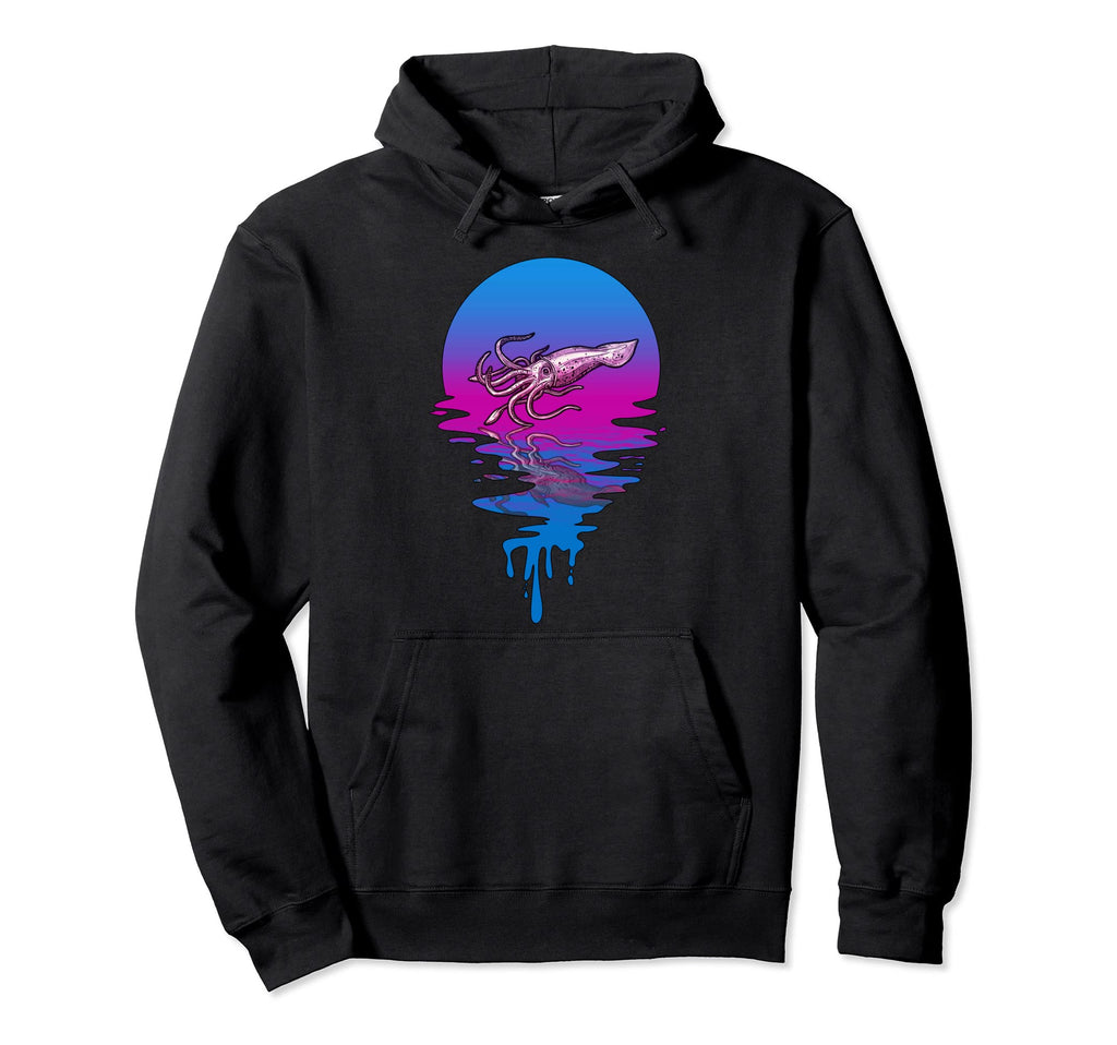 Sunset Squid Hoodie - Unique Graphic Unisex - T-Shirt, Sweatshirt, Hoodie