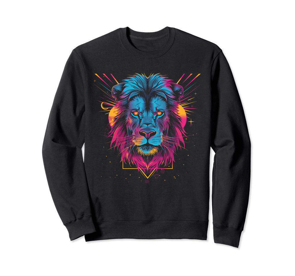 Lion Vaporwave Aesthetic Sweatshirt - Fun Novelty Design for Adults - T-Shirt, Sweatshirt, Hoodie