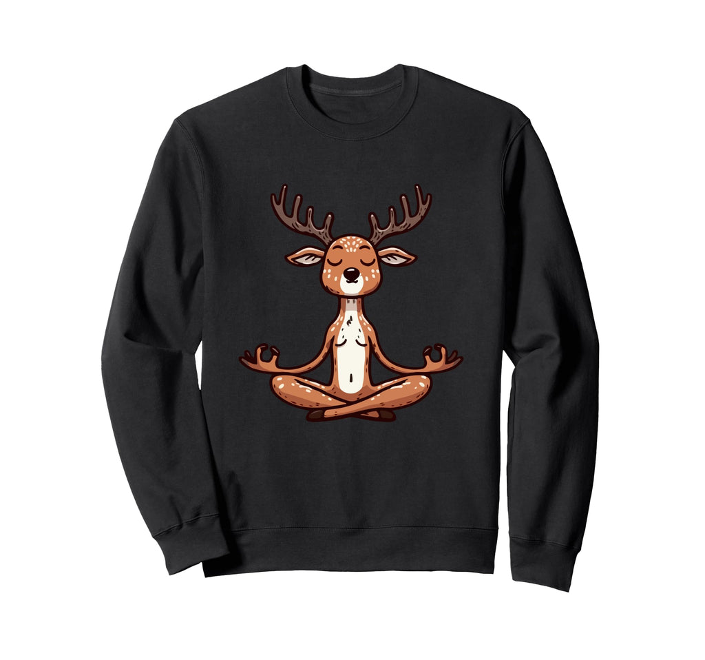 Meditation Deer Yoga Pose Sweatshirt - Fun Novelty Design for Adults - T-Shirt, Sweatshirt, Hoodie