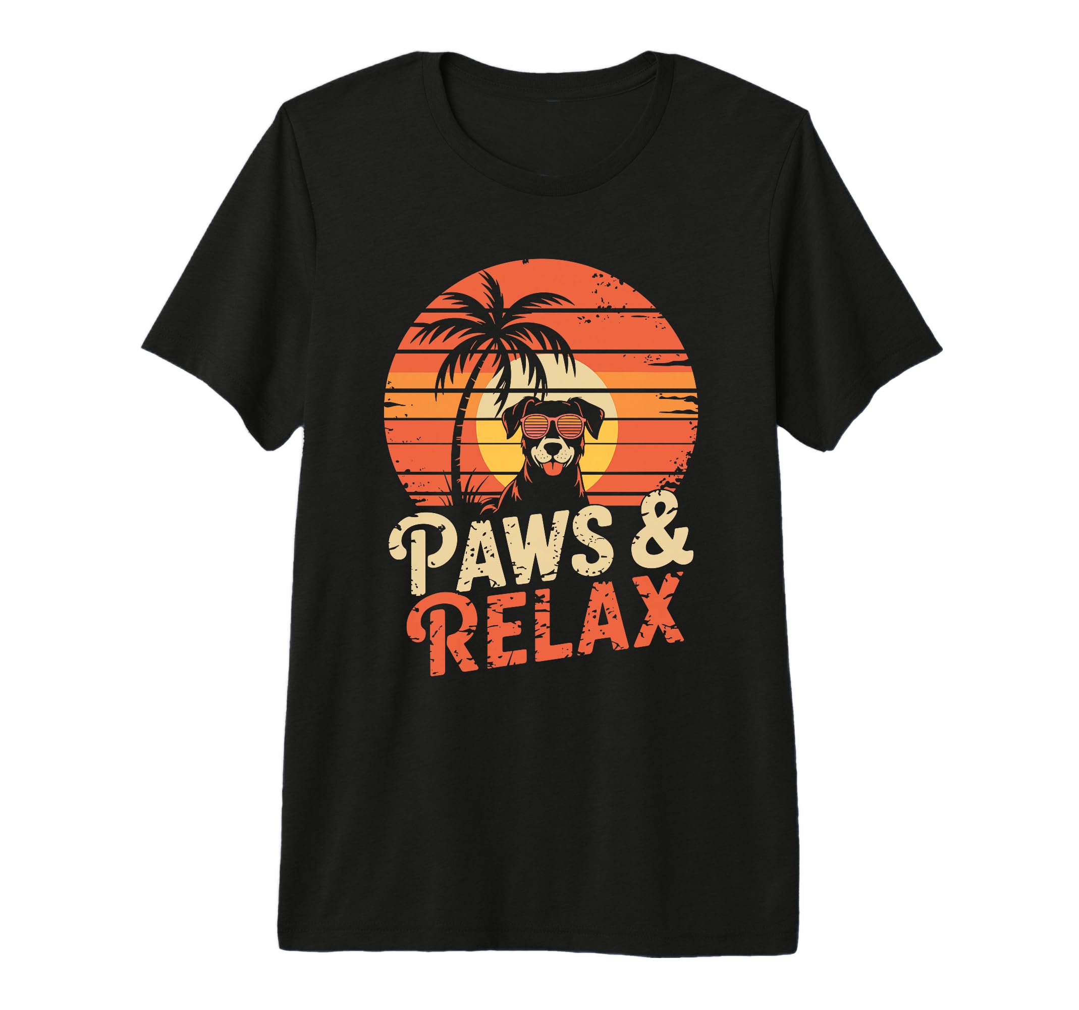 Paws And Relax Sunset Dog Funny Beach T-Shirt - Unique Graphic Unisex - T-Shirt, Sweatshirt, Hoodie