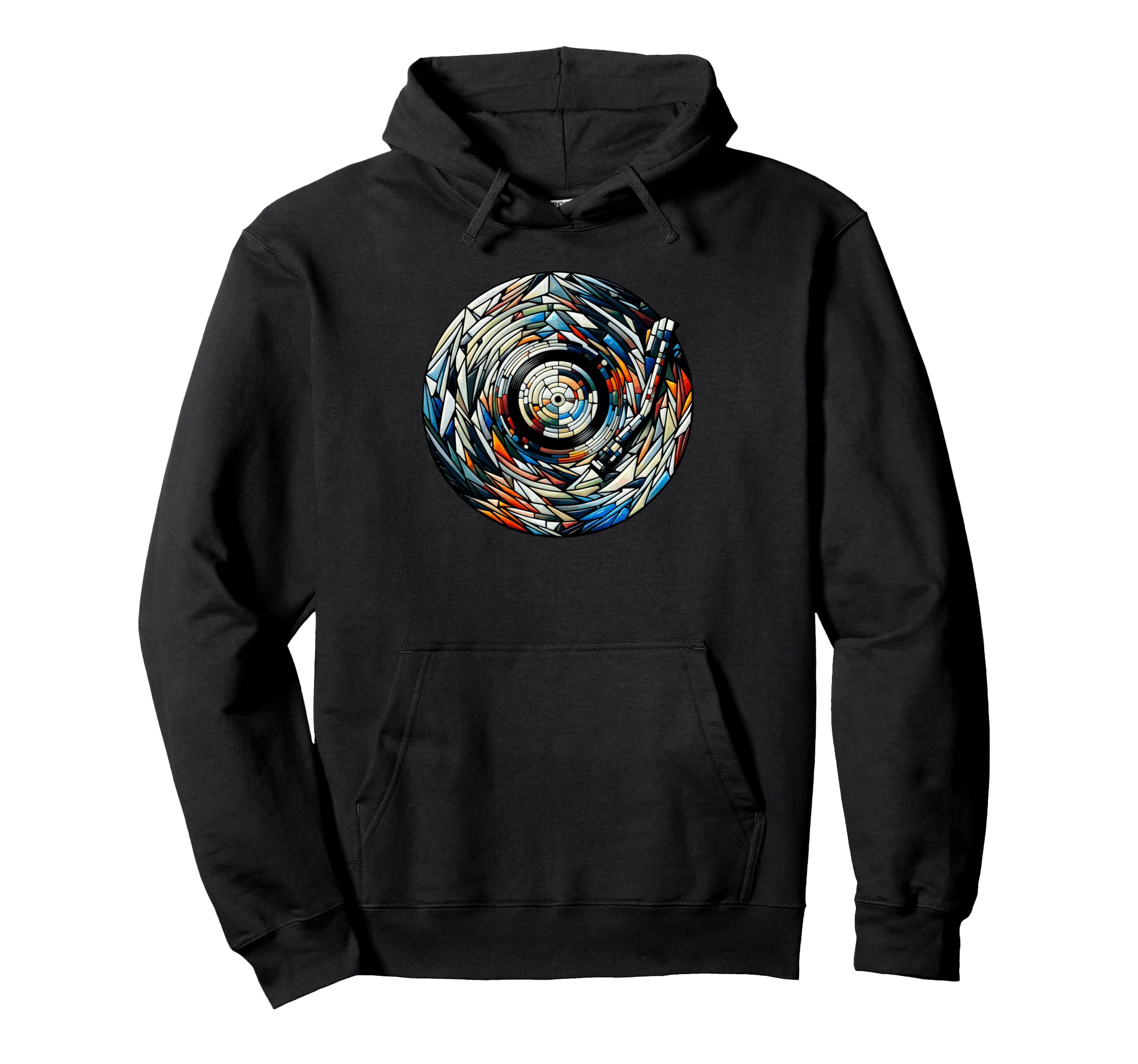 Polygon Art Vinyl Disc Record Player Hoodie - Custom Art Print for Adults - T-Shirt, Sweatshirt, Hoodie