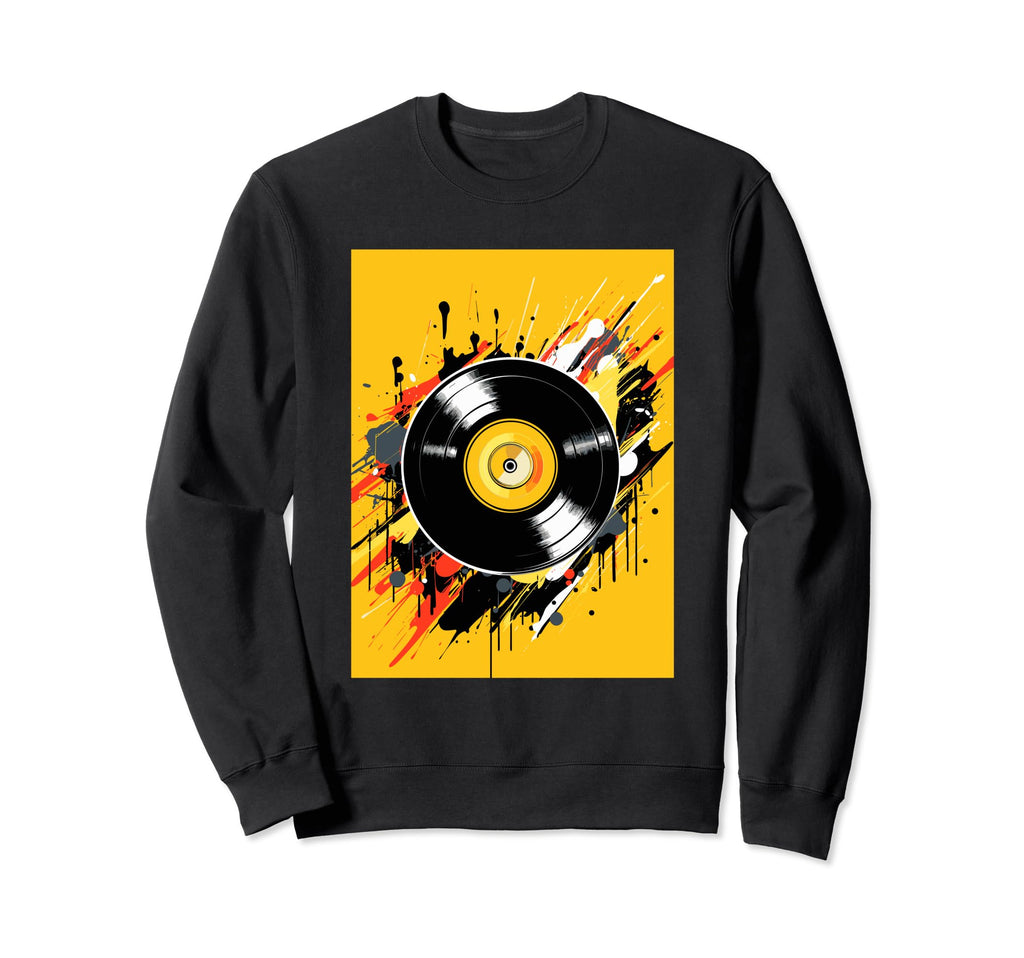 Vinyl Record Player Dj Music Sweatshirt - Minimalist Print for Adults - T-Shirt, Sweatshirt, Hoodie