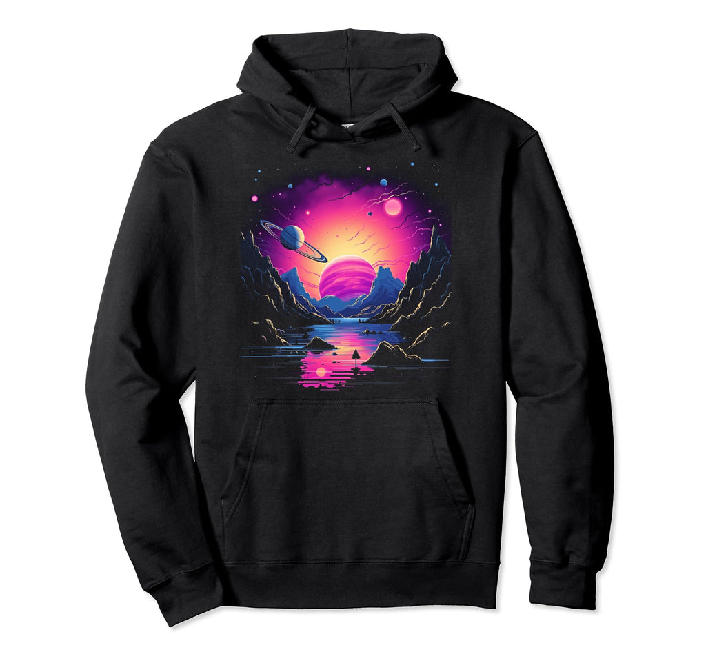 Vaporwave Solar System 80S Synthwave Space Hoodie - Novelty Apparel Unisex - T-Shirt, Sweatshirt, Hoodie
